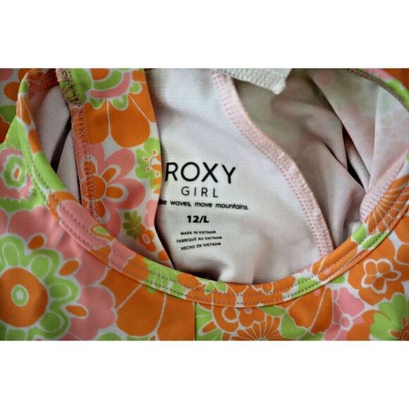 Roxy ERGWR03354 Girl's Sz 12/L Orange Last in Paradise L/S One Piece Swimsuit - Picture 3 of 10